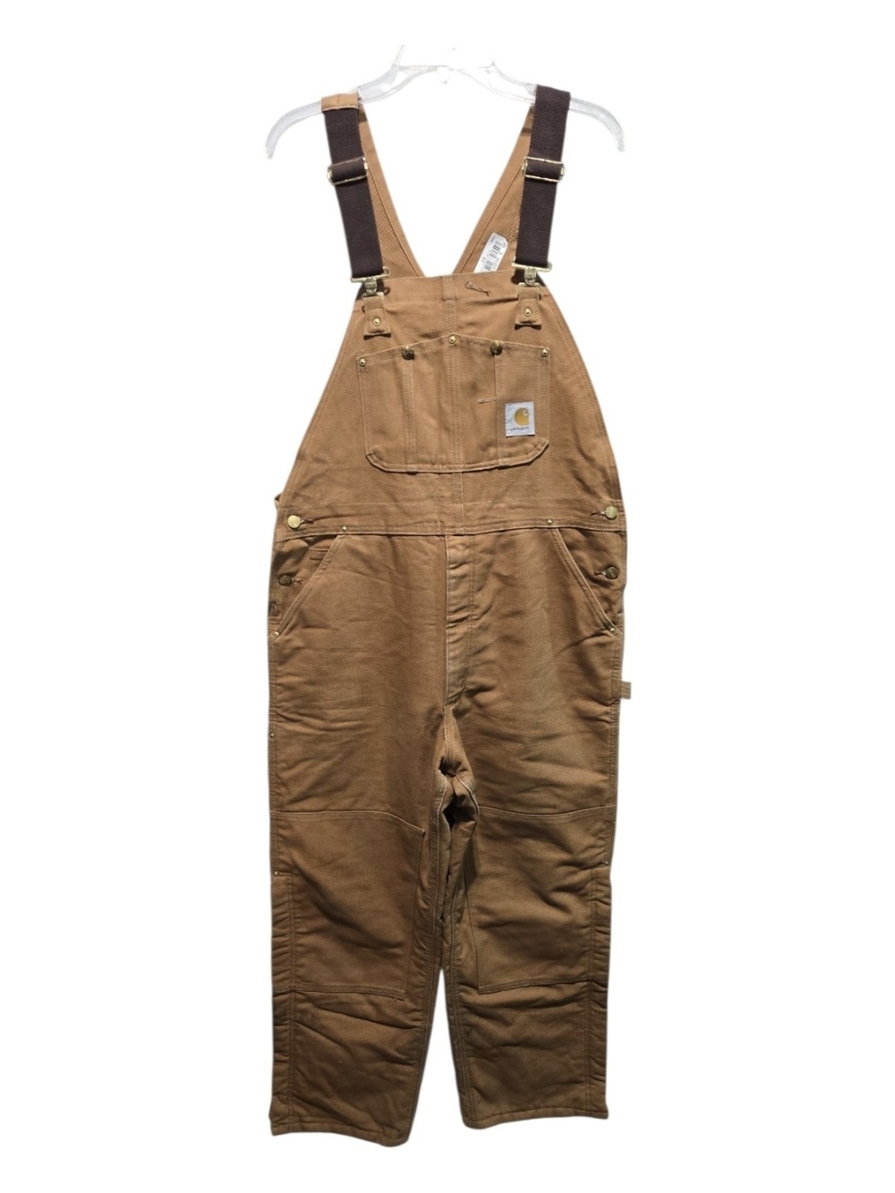 Carhartt R02 BRN Quilt Lined Duck Bib Overalls Men's Size 38x30